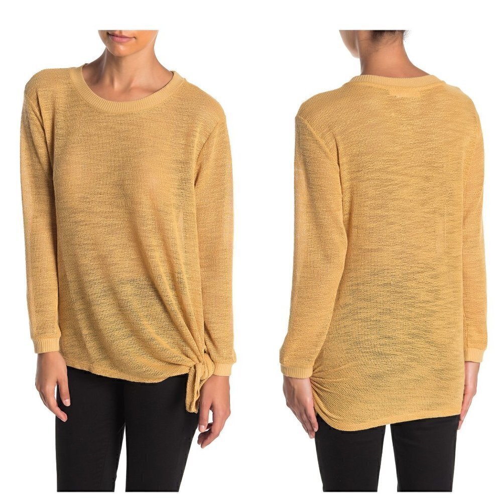 Everleigh Side Tie Long Sleeve Slub Top